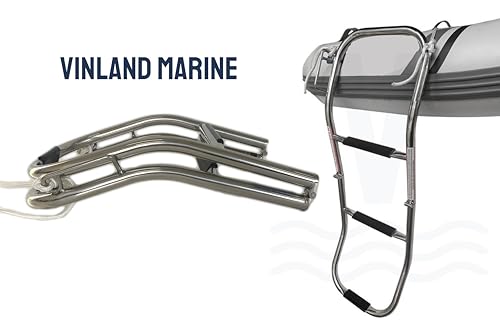 Vinland Marine 3 Step Inflatable Boat Ladder, 304 Stainless Steel, 300 lbs Capacity, for Inflatable Dinghy, Pontoon Boat, Rope Ladder Alternative, with 6' Rope Lanyard and Spring-Loaded Carabiner by Vinland Marine - Image 7