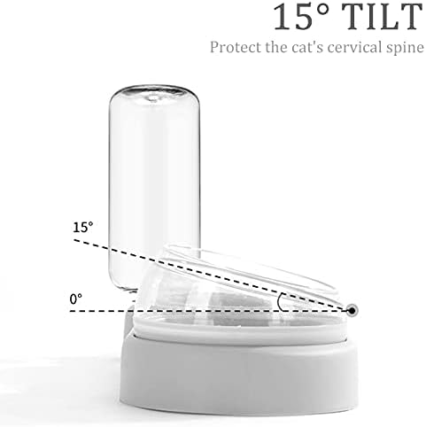 TUAKIMCE Gravity Water and Double Food Bowls,Triple Cat Bowls Automatic Pet Feeder 15° Tilted Cat Wet and Dry Food Bowl Set Automatic Water Dispenser Pet Bowls Set for Small or Medium Size Dogs Cats
