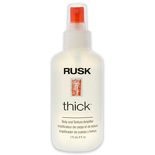RUSK Designer Collection Thick Body and Texture Amplifier Spray, 6 Fl Oz, For Fine, Limp, Flat or Lazy Hair Types - Contains Wheat Protein, Adds Strength, Texture, Volume & Moisture