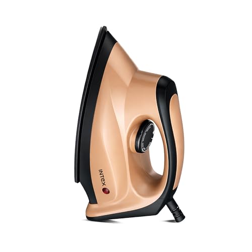 Image of Intex Glidex Edge Dry Iron 1000W | Non-Stick German Coating Soleplate | Adjustable Temperature Control | 360 Swivel Cord | Lightweight Shock Proof Dry Iron for Clothes | 2 Year Warranty (Brown)