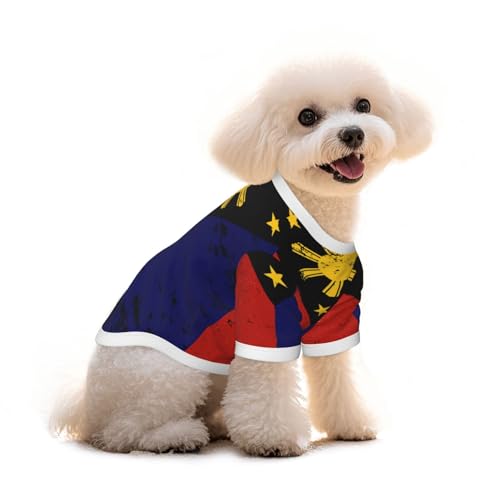 RISOIU Filipino Vintage Philippines Flag Dog Shirt Pet Cotton T-Shirt Soft Breathable Dog Clothes Stretchy Puppy Outfit Doggy Tank Top Funny Outdoor Apparel for Small Medium Dogs Cats Pink Medium