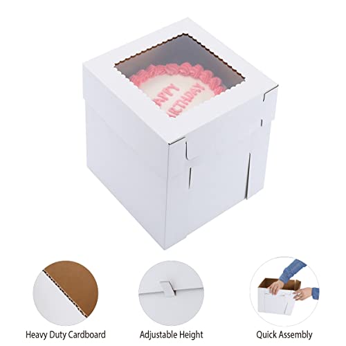 Huoshange Tall Cake Boxes for Tier Cakes,3 Sizes 6 Pack 8x8x10,10x10x12 and 12x12x12Inch,Sturdy White Tall Cake Box Shipping in 8 10 12 Inch 2 3 Tier for Wedding Layer Tiered Cakes by Huoshange - Image 3