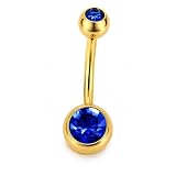 [凛りん] へそピアス 金属アレルギー対応 サージカルステンレス ジュエル ボディピアス バナナバーベル (14G・ゴールド/ブルー)