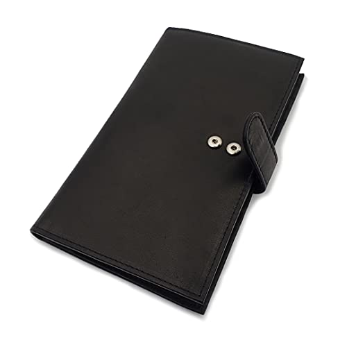 ag wallets Genuine Leather Mens Long ID 19 Credit Card Security Wallet (RFID_BlackSnapClose)
