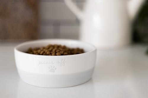 Pearhead Tigela de cerâmica para gatos Paws Off, tigela pequena para comida e água para gatos, prato