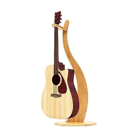 NAIXING Wooden Bamboo Guitar Stand Non-Slip Pads on Bottom for Stability For Acoustic Electric Classical Ukulele and Banjos Cover