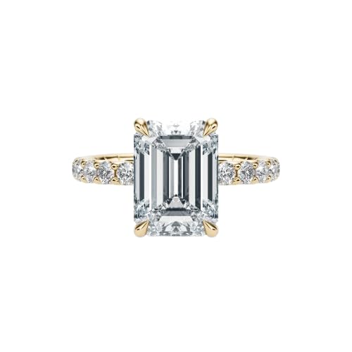 4 Ct Emerald Cut Lab Grown Diamond Ring VVS2 10K