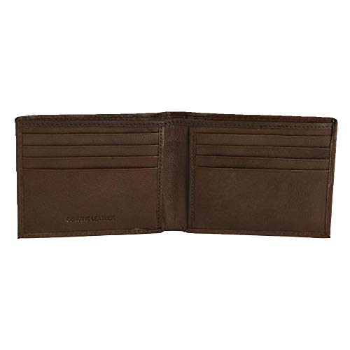 Ctm® Men's Leather American Flag Embossed Bifold Wallet, Brown #TOP3