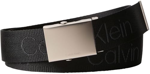 Calvin Klein Logo Webbing Plaque 38mm Fixed Lv04d7075g Cinturones, Black (Black/Pewter), 135 cm para Hombre