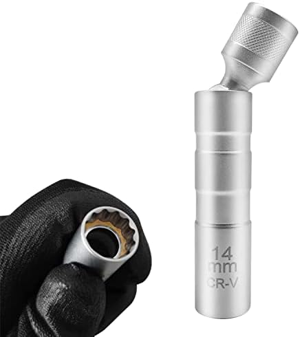 ZKTOOL 14mm Spark Plug Socket Magnetic 3/8-inch Drive 12 Point 1mm Thin Wall Spark Plug Socket Compatible with BMW Nissan (14MM)…