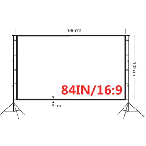Pantalla de proyector portátil de 84 pulgadas, para exteriores, con soporte, relación 16:9, HD 4K, libre de arrugas, con bolsa de transporte, para cine en casa y fiesta en el patio miniatura 4