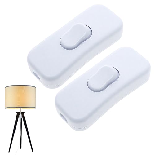 Image of 2 Pack White Torpedo Inline Switch Double Pole 6A 250V Cord Switch