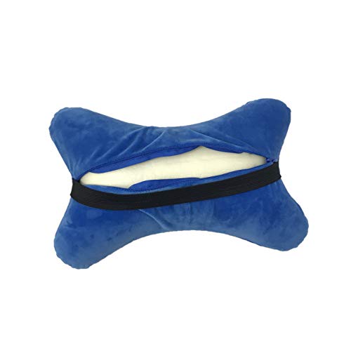 Bookishbunny Dog Bone Shaped Travel Neck Memory Foam Pillows With Removable Velvet Cover For Car Bus Truck Driving Comfort Head Rest Support (Royal Blue) #TOP2