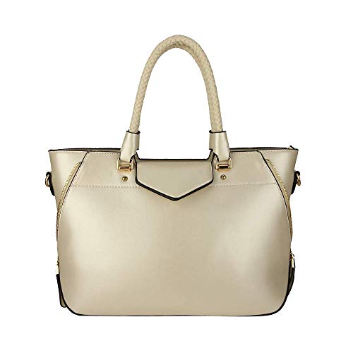 Sac à main fourre-tout finition similicuir beige au design épuré