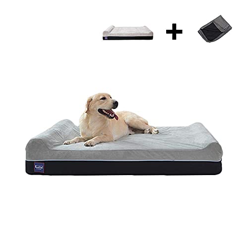 Image of Laifug Memory Foam Dog Bed + Bed Cover (50x36x10)