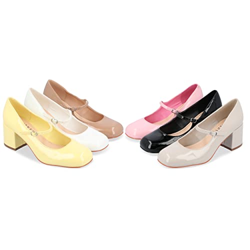 Journee Collection Womens Okenna Pumps Square Toe Mary Jane Heels With Tru Comfort Foam Insole, Nude, 8.5 #TOP4