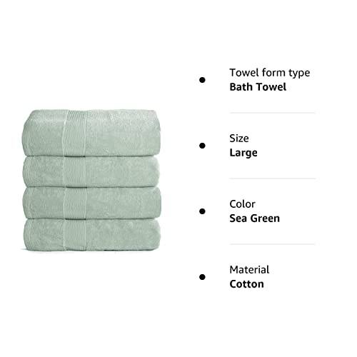 Belizzi Home 4 Pack Bath Towel Set 27X54, 100% Ring Spun Cotton, Ultra Soft Highly Absorbent Machine Washable Hotel Spa Quality Bath Towels For Bathroom, 4 Bath Towels - Sea Green #TOP5