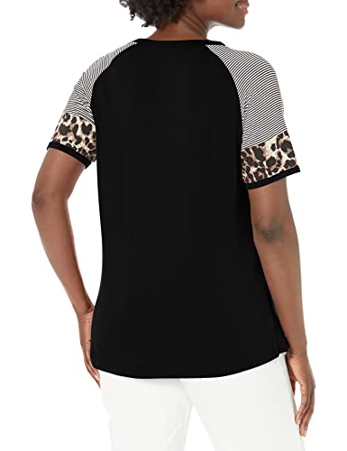 Smallshow Women's Nursing Shirts Short Patchwork Sleeve Breastfeeding Top Black Medium #TOP1