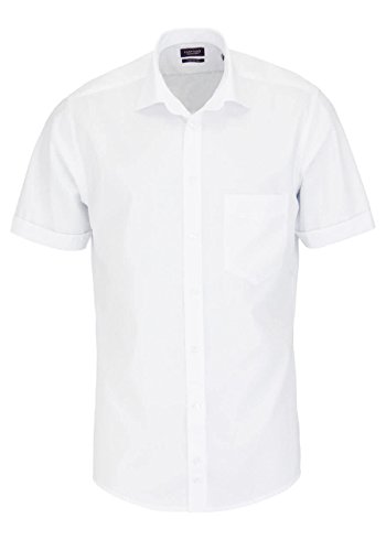 HATICO - Chemise Casual - Uni - Col Chemise Classique - Manches Courtes - Homme - Blanc - Large Cover