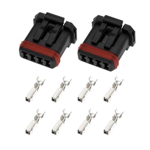 eMagTech 2Pcs 4 Pin Connector with Terminal Pins 72908-11 OEA JAE MX1900 Handlebar Wiring 4 Wire Male Connector Compatible with H-Arley Davidson MX19004S51 by eMagTech - Used condition - US$8.09