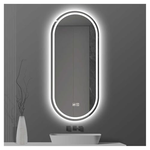 FGXHHS Lusterko łazienkowe LED, łazienka ze światłami LED, łazienka LED, podświetlane, podświetlane lusterko do makijażu, z czujnikiem dotykowym/ściemnianiem/szmatką przeciwmgielną