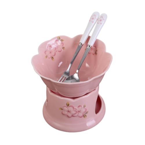 FytStycale Set para Fondue con Cuencos y Utensilios, Estufa Rosa, Cuenco Rosa