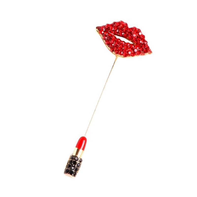 Anti Exposure Tassel Lipstick Shaped Stones Lightweight Clothes Pin Brooch-image-5