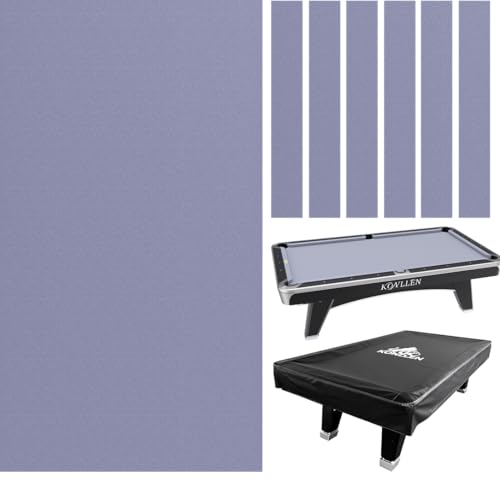 KONLLEN 9 ft Pool Table Cloth and Cover Set, 80% Wool 20% Nylon Billiard Cloth with 6 Rail Cloths, Waterproof Dustproof Pool Table Cover-Grey