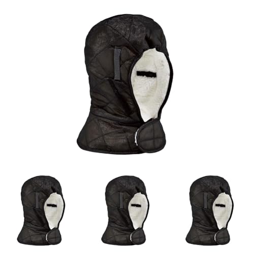 Ergodyne Winter Hard Hat Liner, Insulated, Sherpa Fleece Lined, Shoulder Length, N-Ferno 6952,Black (Pack of 4)