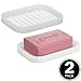 mDesign Silicone Kitchen Sink Storage Organizer Holder Tray for Sponges, Soap, Scrubber - Ribbed Base, Quick Dry, Waterproof, Non-Slip, Durable, Heat Resistant - Linelle Collection - 2 Pack - Clear