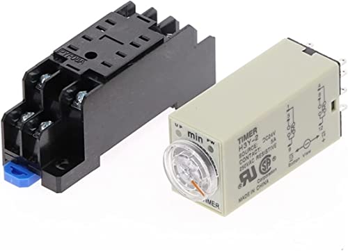 Relais temporisé H3Y-2 AC 220V avec sa base de fixation réglable DPDT - 4
