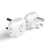 Ceptics South Africa Travel Plug Adapter South Africa Power Adapter Charger 4 Input - USA to Any Type M Countries Such as Botswana, Namibia and More - 2 Pack (PT-10L), White (PT-10L-2PK)