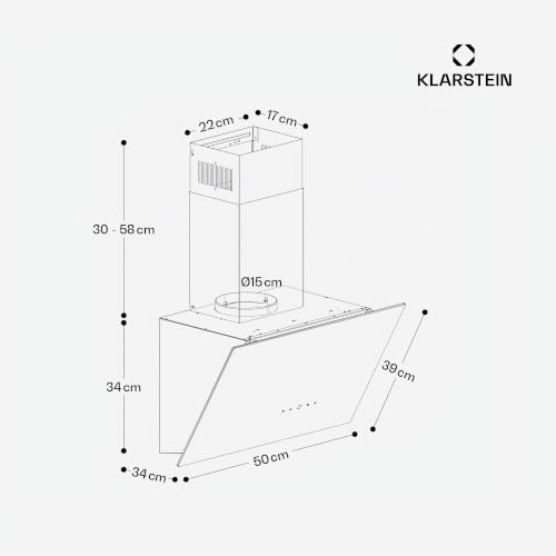 Klarstein MaxAir Hotte aspirante 50 cm 336 m³h A++ Compacte & puissante Recyclage dair ou Évacuation Crème - vue 7