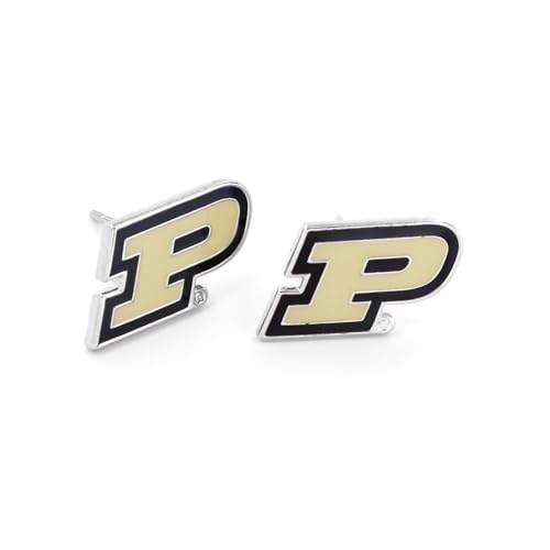 aminco NCAA Purdue Boilermakers Team Logo Post Earrings, 1", Silver