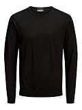 Hochwertige Wolle JACK & JONES Herren 12158190 Pullover, Schwarz (Black Black), Large (Herstellergröße: L)