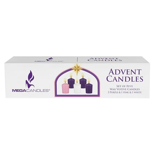 Mega Candle 無香クリスマスアドベントキャンドル5個セット、手作業で注いだプレミアムワックスキャンドル15時間1.5インチ×2.25インチ、祝日、祝祭、祈り、教会、リース、パーティー、ギフト [4]