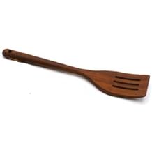 Bisetti Acacia Wood Slotted Spatula, 11.8 Inch / 30 Cm