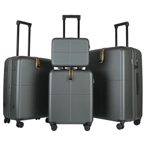 JLY Premium 4-Piece Luggage Set - Hard Shell Vanity Case, Cabin, Medium & Large Expandable Spinner Suitcases, Lightweight Polycarbonate Travel Set with TSA Lock & Waterproof Organiser Cover