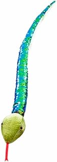 Colorful Sequin Plush Snakes (26") Reversible Double-Sided Color Changing Sequin. Jungle Animal Birthday Party Favor, Room Decor (Green/Black)