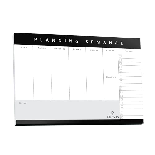 Previs Planificador Semanal A3 Con Diseño Minimalista y Productivo - Organizador Semanal A3 - Planning