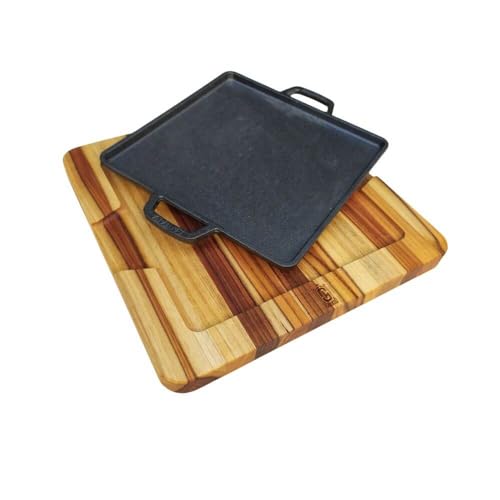 Chapa De Ferro Fundido Com Suporte Madeira Conjunto Para Cozinha Kit Tábua Peça De Aço Maciço Churra