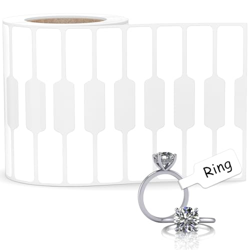 Jewelry Tags Stickers for Pricing - 500 Labels/Roll, Self-Adhesive Price Tags for Necklace, Ring, Blank White Barbell Jewelry Labels for Selling & Display | Quick Peel Off, Smudge-Proof (1 Roll)