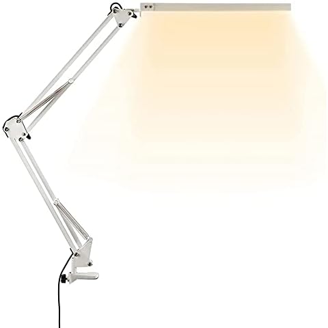 papyrifer LED Desk Lamp with Clamp, 10W Swing Arm Desk Lamp, 3 Lighting Modes, Adjustable Table Lamp Eye Caring Daylight Lamp for Study, Drawing,Office Cover