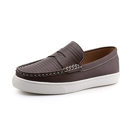 Starmerx Boys Dress Shoes Kids Casual Loafers Slip On Unisex-Child Sneakers (6,Brown) #TOP26