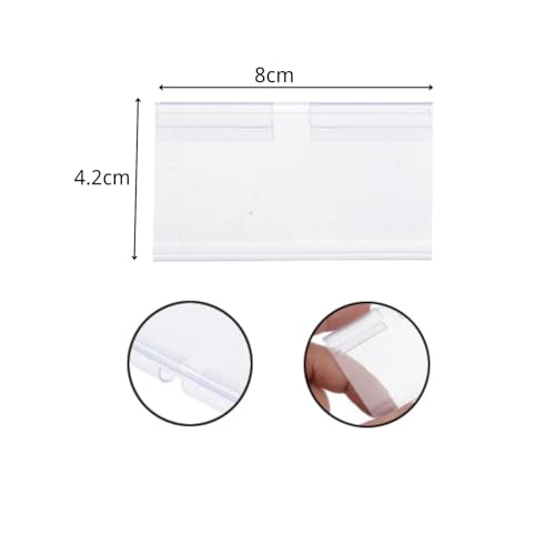 Runiash PVC-Preisschild-Halter mit Etiketteneinsätzen für Drahtregal, Verkaufspreis, Aufbewahrungsbehälter, Supermarkt, Laden, Preisanzeige, 80 x 42 mm, 100 Stück
