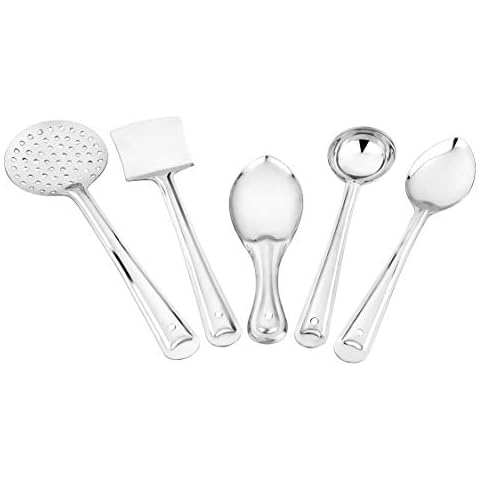 SPRINGWAY - Brand of Happiness | Unique Stainless Steel Cooking & Serving Spoon (Set of 5) Cover