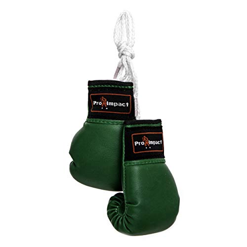 Pro Impact Mini Boxing Gloves - Miniature Punching Gloves - Hanging Decoration or Souvenir Display - for Home & Car Use - 1 Pair (Green)