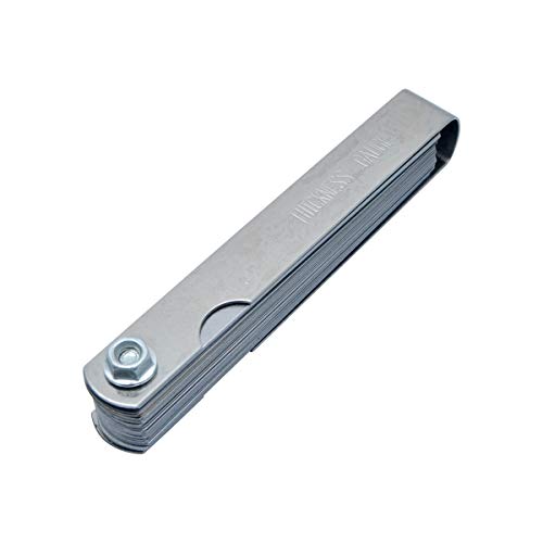Riloer Feeler Gauge mit 32-Blatt- und 1er-Pack Offset Feeler Gauge mit 16-Blatt, Gauge Dual Marked Metric und Imperial Gap Measuring Tool