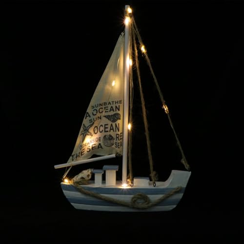 Barco de madera LED con luz ambiental suave para decorar y relajar el dormitorio 2