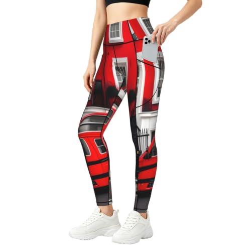 Pantalones de yoga opacos London Street Print con bolsillos para fitness
